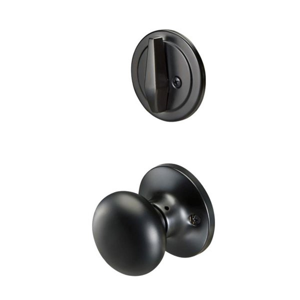 Gan Eden Residential Edge Active Interior Handleset Trim with Sinclair Knob, Black GA2030619